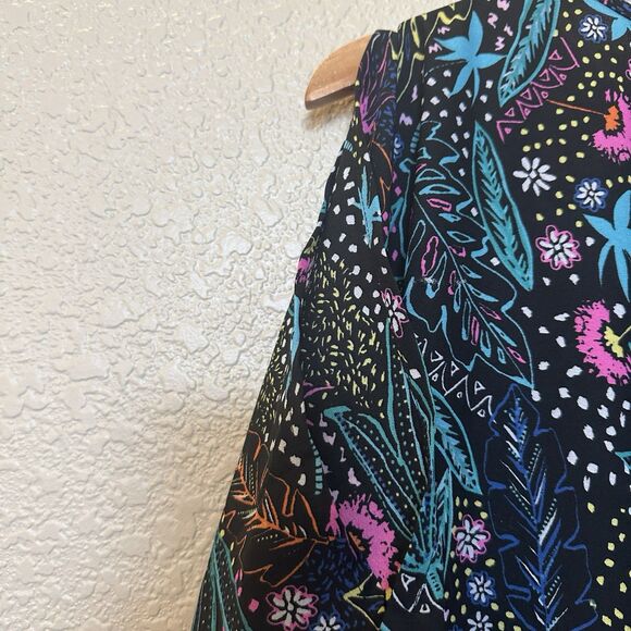 Swimsuits For All Swim Cover Up Black Dolman Sleeve Bat Wing Tropical Print 18 - Picture 6 of 6